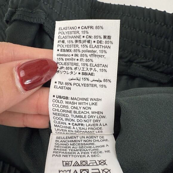 NWT Daily Ritual Moss Green Elastic Waist Crop Jogger Pants Pockets Sz L Stretch - Picture 10 of 13